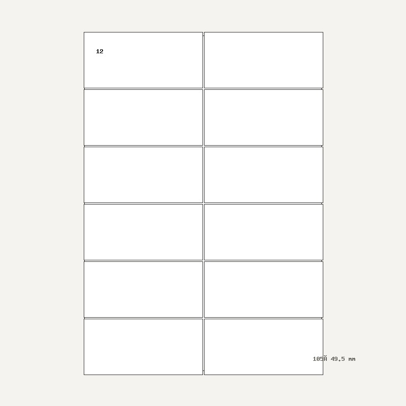 Etichete A4 12 buc. — 105×49.5 mm, 105 × 49.5 mm, 12 buc/foaie