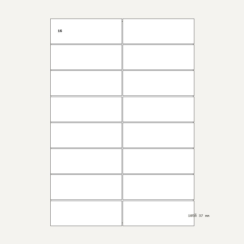 Etichete A4 16 buc. — 105×37 mm, 105 × 37 mm, 16 buc/foaie
