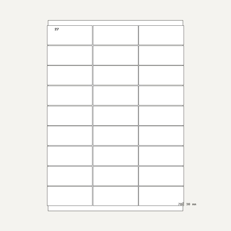 Etichete A4 27 buc. — 70×30 mm, 70 × 30 mm, 27 buc/foaie