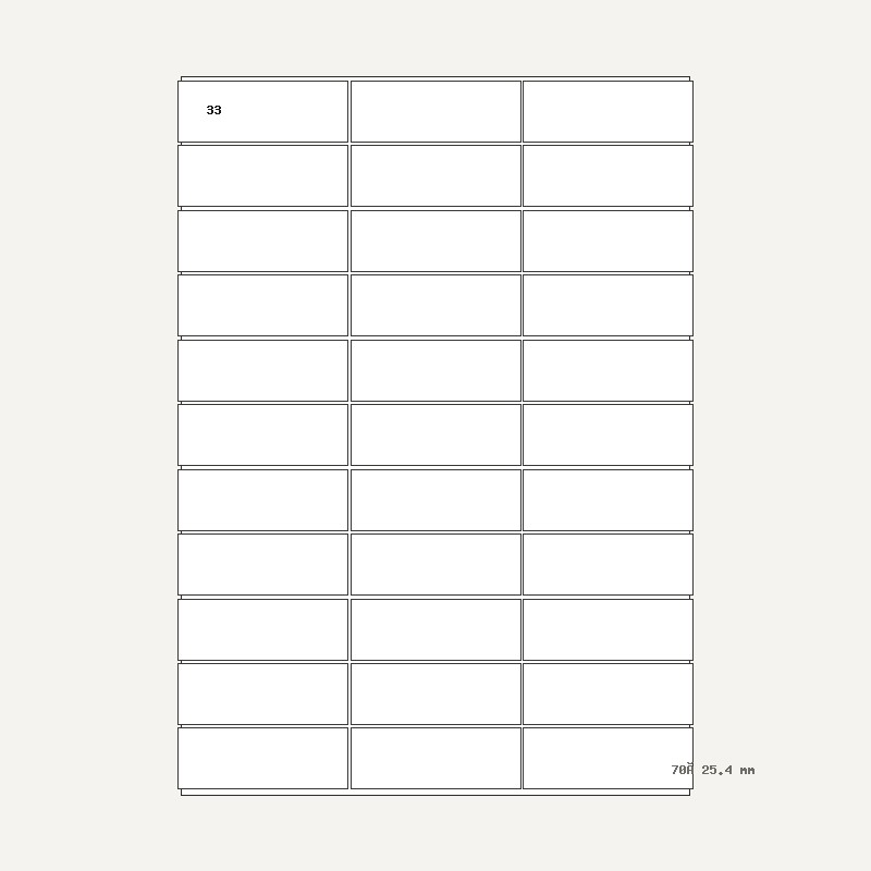 Etichete A4 33 buc. — 70×25.4 mm, 70 × 25.4 mm, 33 buc/foaie