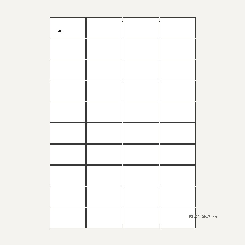 Etichete A4 40 buc. — 52.5×29.7 mm, 52.5 × 29.7 mm, 40 buc/foaie