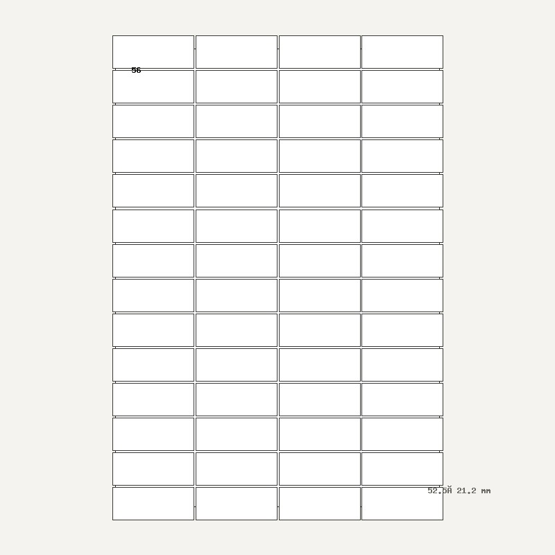 Etichete A4 56 buc. — 52.5×21.2 mm, 52.5 × 21.2 mm, 56 buc/foaie