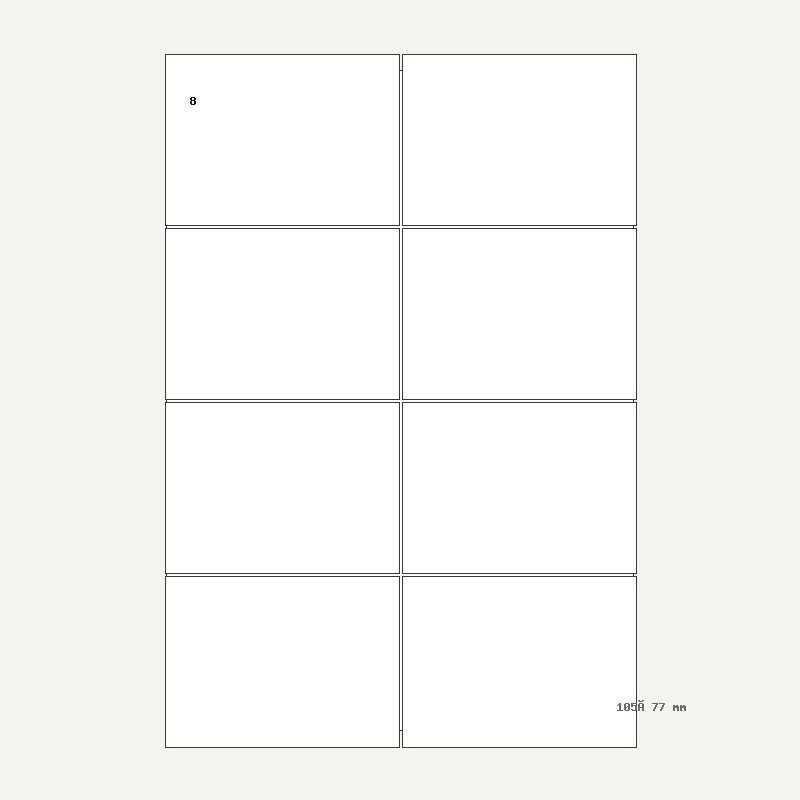 Etichete A4 8 buc. — 105×77 mm, 105 × 77 mm, 8 buc/foaie